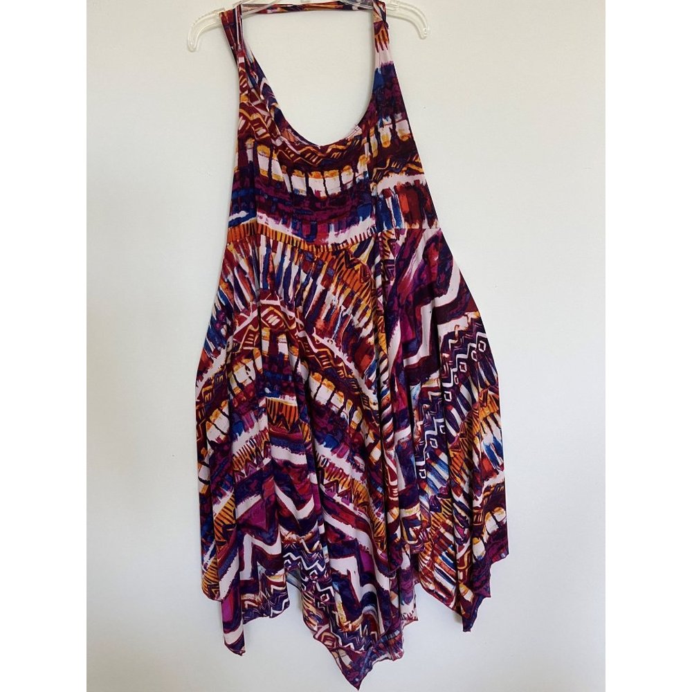 Cupio Halter Dress Sundress 14 Stretchy Geometric Summer Resort Coastal